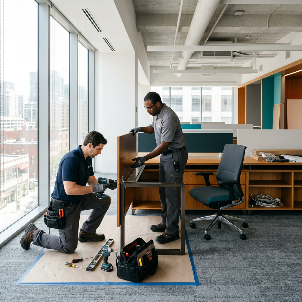 Office furniture installation by Lakewoods team